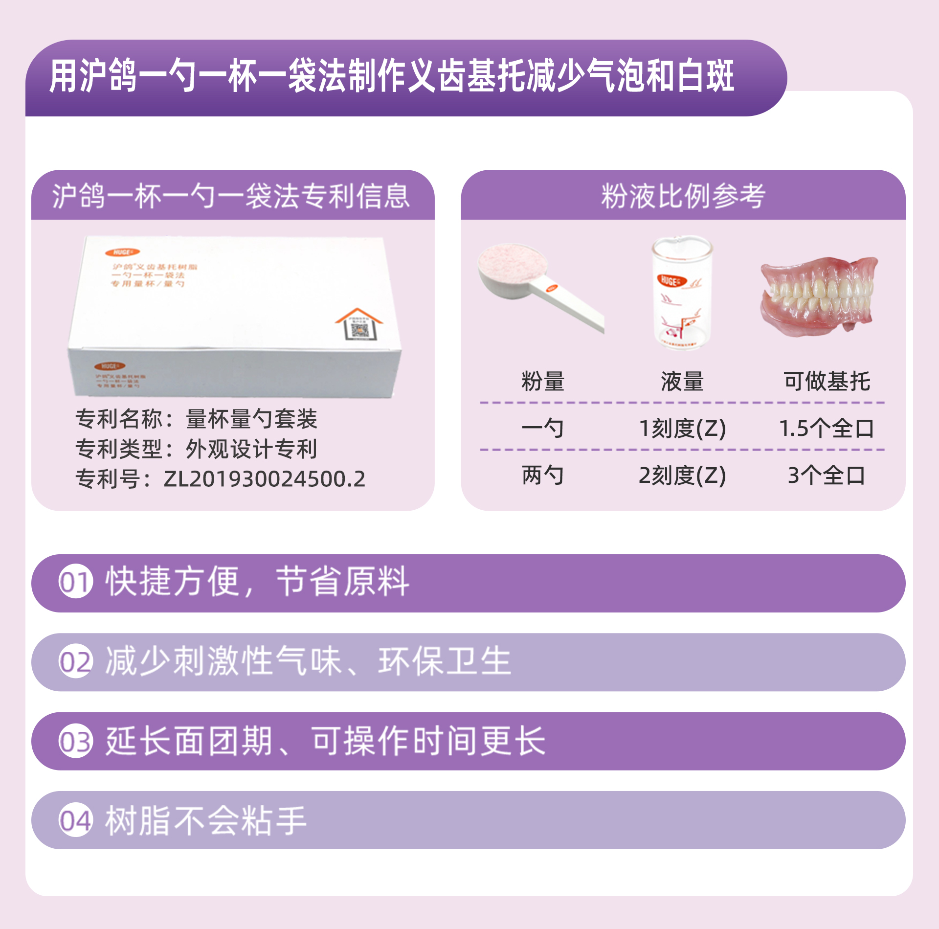 用沪鸽义齿基托树脂制作义齿基托，气泡率更低！